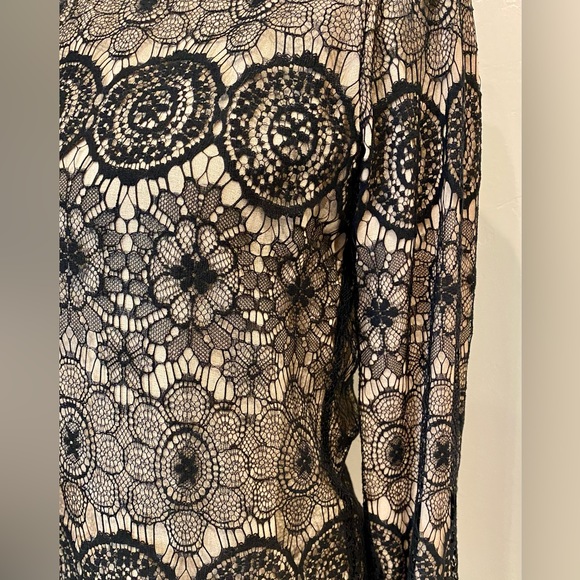 MSSP Brand/Max Studio Black & Nude Lace Detailed Long Sleeve Blouse, SIZE XS. - Picture 2 of 15